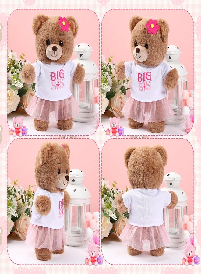 Civaner Big Sister Gifts for Girls 9.8" Bear Stuffed Animal with Removable White T-Shirt Pink Skirt Big Sister Plush Bear to Celebrate Girl Promoted to Sis Newborn Siblings Baby Shower Birthday Gift - Image 5